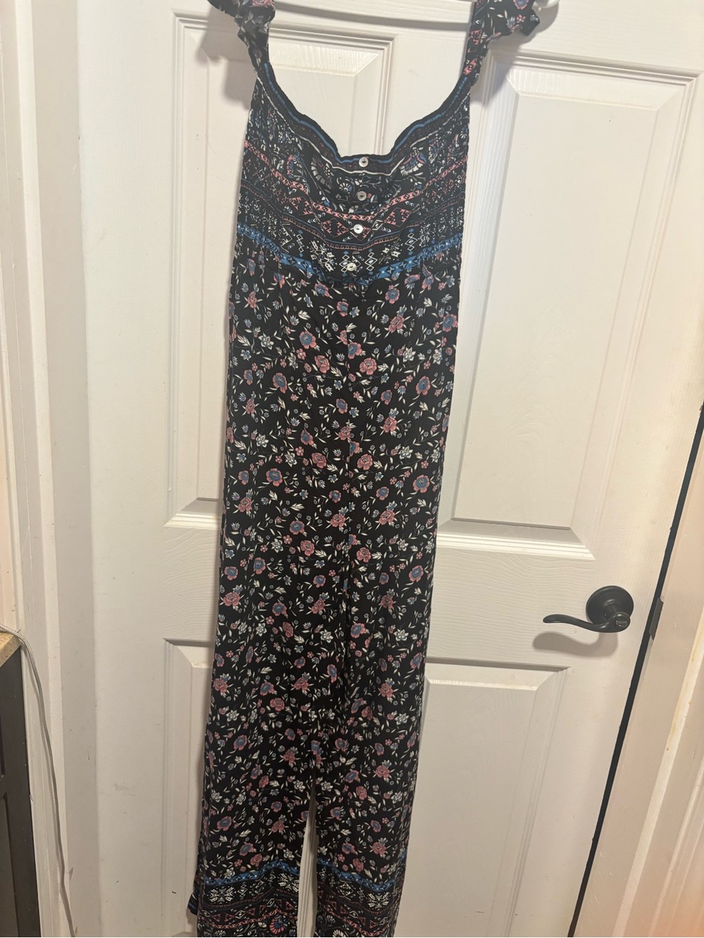 Flying tomato Black jumpsuit with Pink & Blue Floral Print
